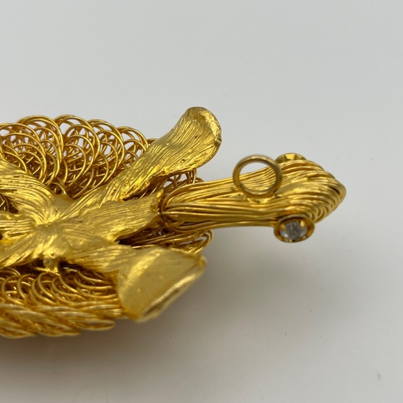 Turtle Pendant Gold Tone Wire Large Bail 3.5" - Picture 3 of 9